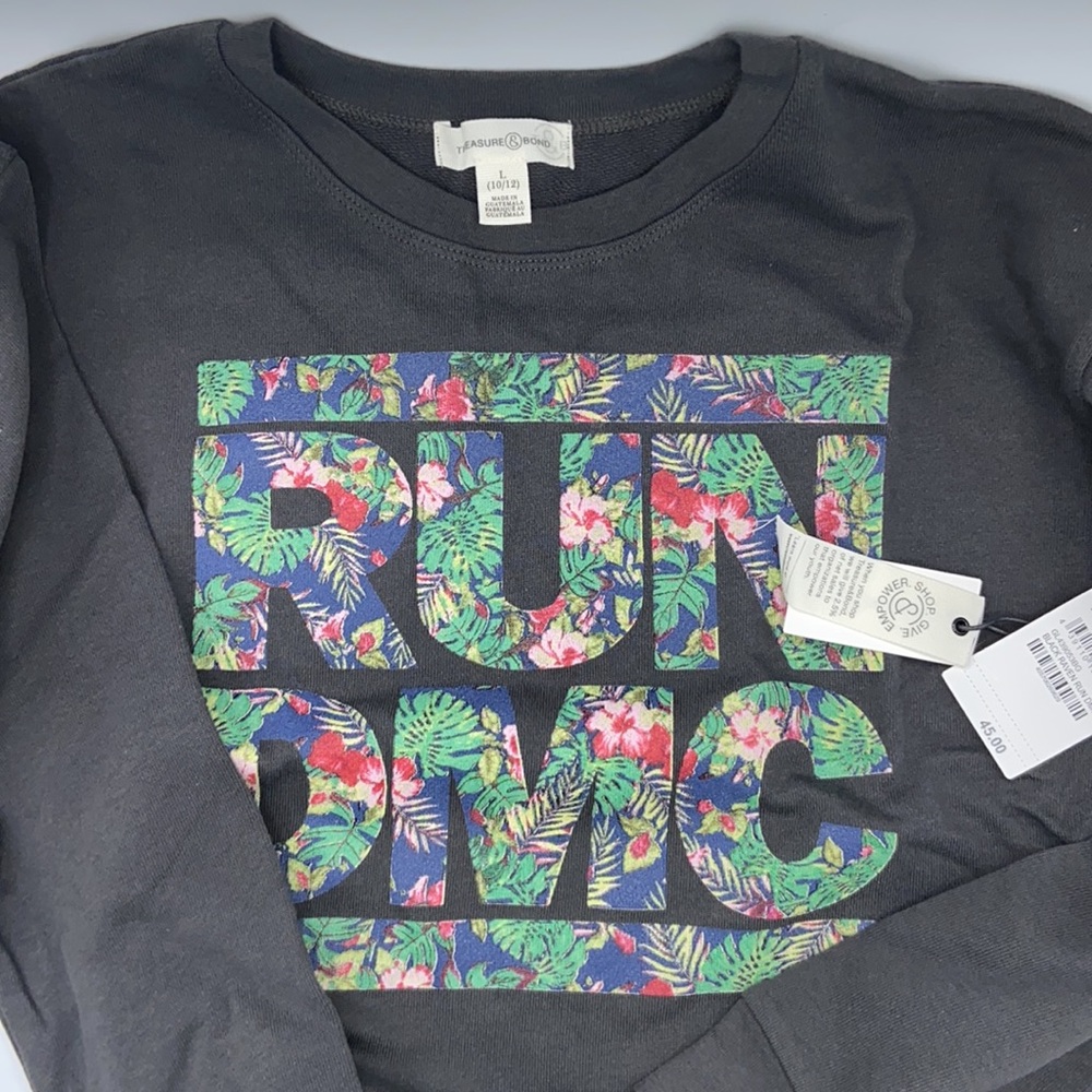 NEW! RUN DMC Hawaiian Floral Sweatshirt Size L (10/12) Treasure & Bond - Picture 1 of 10